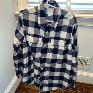 Crewcuts navy and cream plaid flannel button down